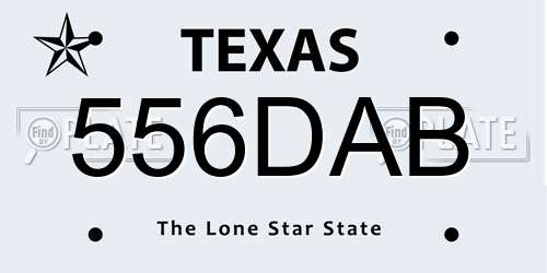 556DAB Texas License Plate