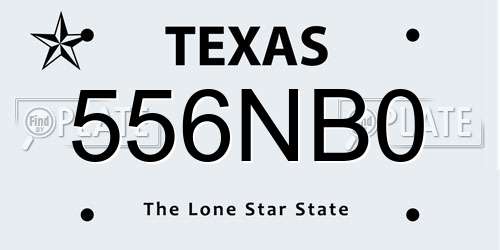 556NB0 Texas License Plate