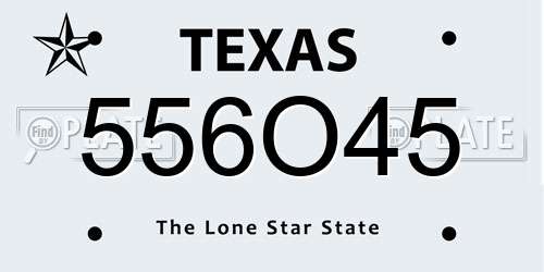 556O45 Texas License Plate