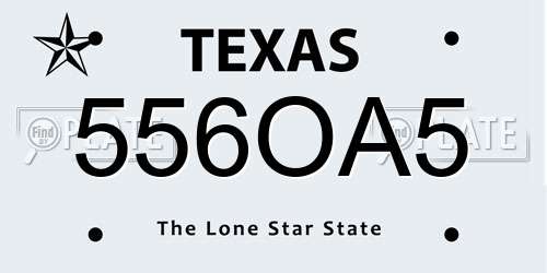 556OA5 Texas License Plate