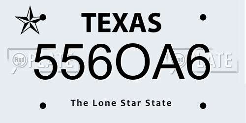 556OA6 Texas License Plate