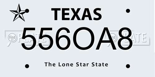 556OA8 Texas License Plate