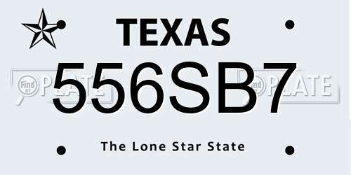 556SB7 Texas License Plate