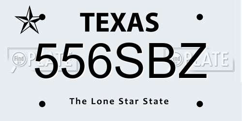 556SBZ Texas License Plate