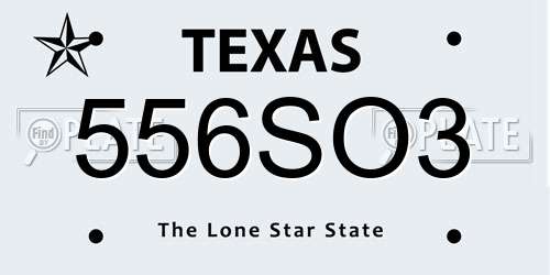 556SO3 Texas License Plate