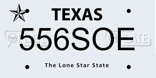 556SOE Texas License Plate