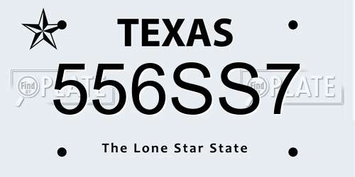 556SS7 Texas License Plate