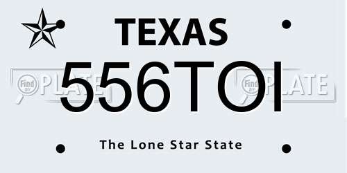 556TOI Texas License Plate