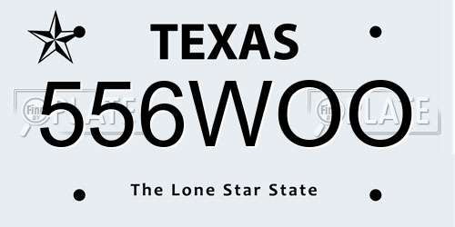 556WOO Texas License Plate
