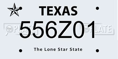 556Z01 Texas License Plate
