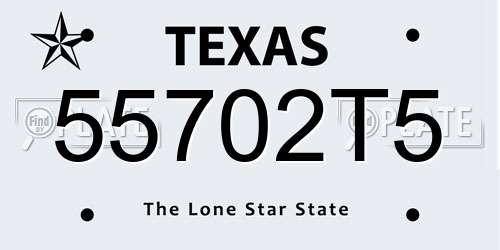 55702T5 Texas License Plate
