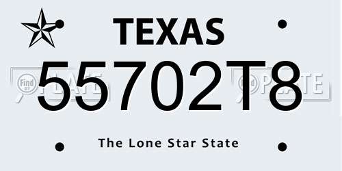 55702T8 Texas License Plate
