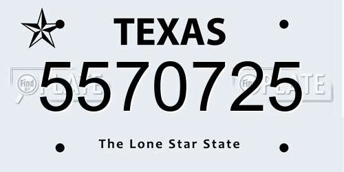 5570725 Texas License Plate