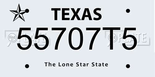 55707T5 Texas License Plate