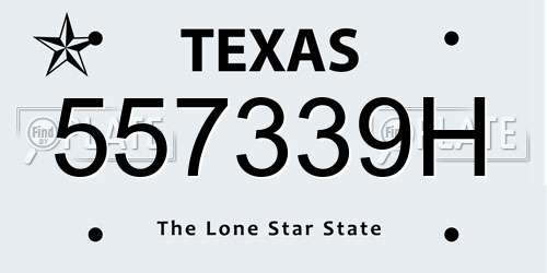 557339H Texas License Plate
