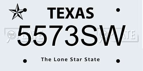 5573SW Texas License Plate