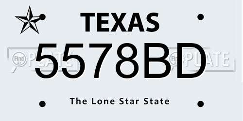 5578BD Texas License Plate