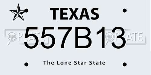 557B13 Texas License Plate