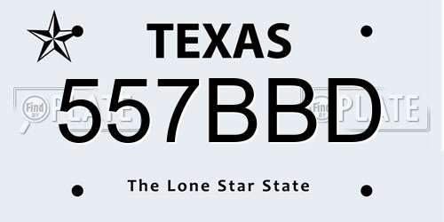 557BBD Texas License Plate