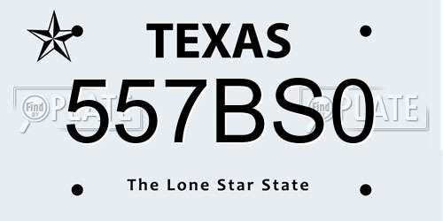 557BS0 Texas License Plate