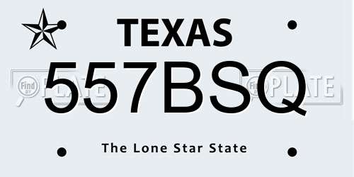 557BSQ Texas License Plate