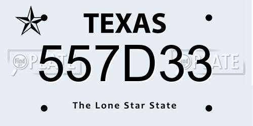 557D33 Texas License Plate