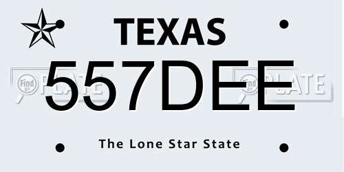 557DEE Texas License Plate