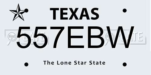 557EBW Texas License Plate