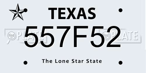 557F52 Texas License Plate