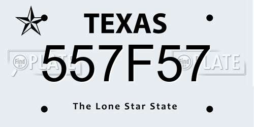 557F57 Texas License Plate