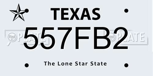 557FB2 Texas License Plate