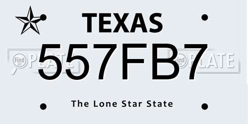557FB7 Texas License Plate