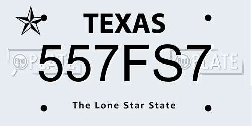557FS7 Texas License Plate