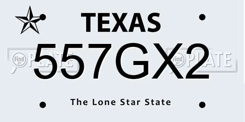 557GX2 Texas License Plate