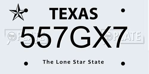 557GX7 Texas License Plate