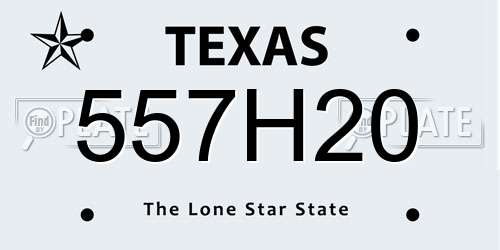 557H20 Texas License Plate
