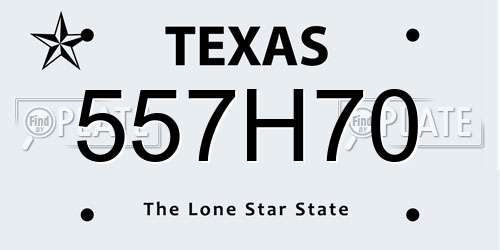 557H70 Texas License Plate