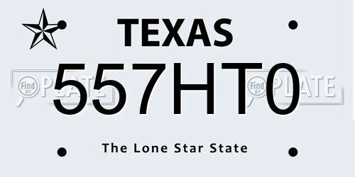 557HT0 Texas License Plate