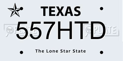 557HTD Texas License Plate