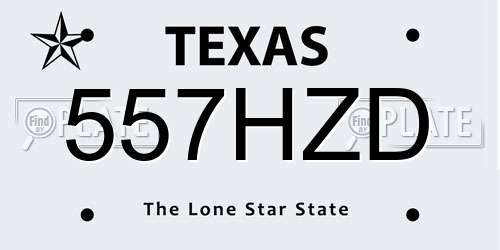 557HZD Texas License Plate