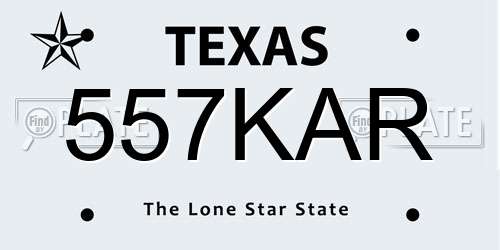 557KAR Texas License Plate