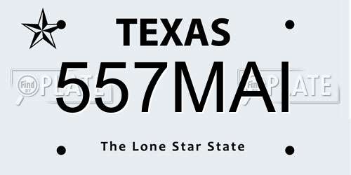 557MAI Texas License Plate