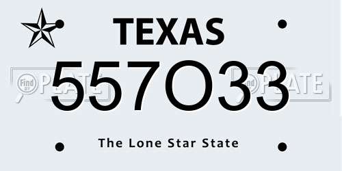557O33 Texas License Plate