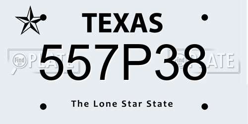 557P38 Texas License Plate