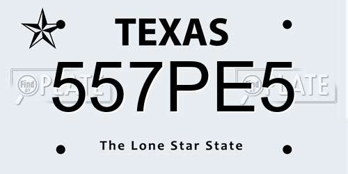 557PE5 Texas License Plate