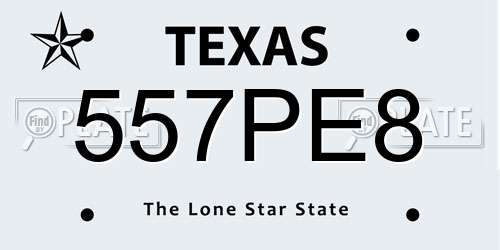 557PE8 Texas License Plate