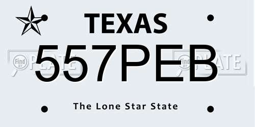 557PEB Texas License Plate