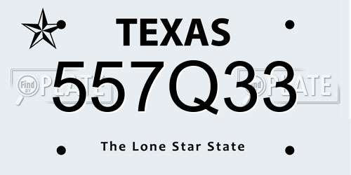 557Q33 Texas License Plate