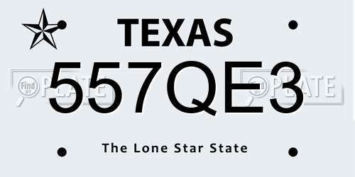 557QE3 Texas License Plate