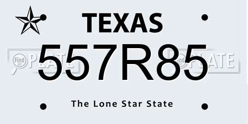 557R85 Texas License Plate
